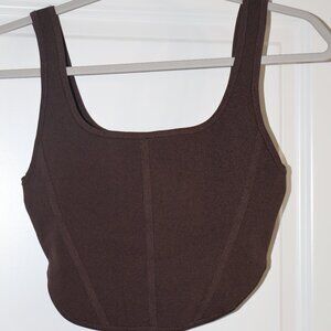 Babaton Sculpt Knit Top Brown Size Medium